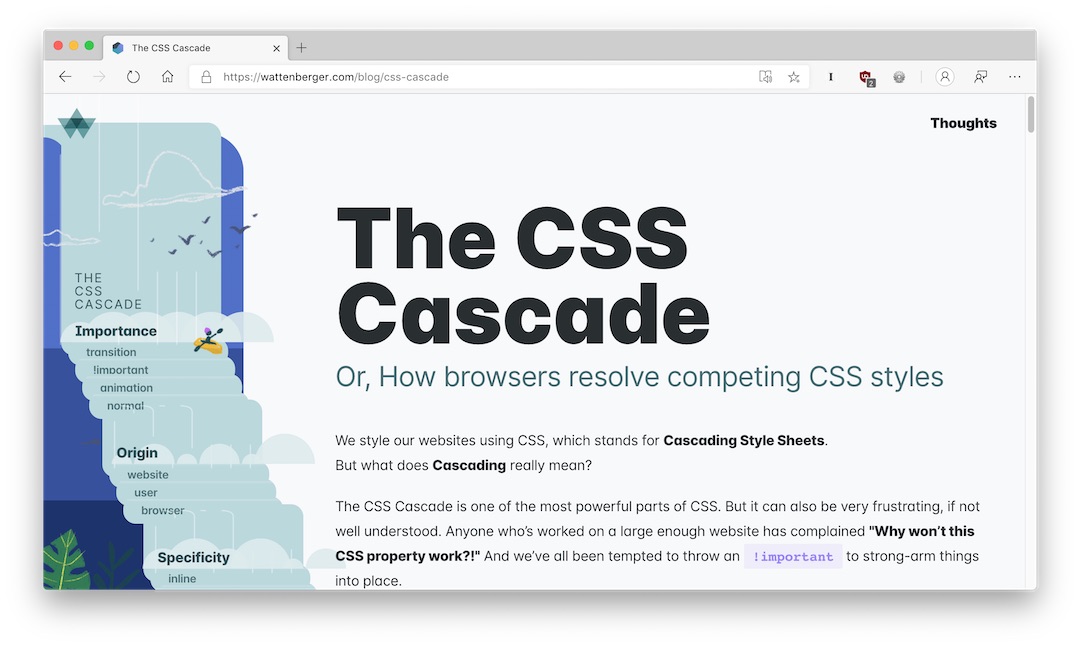 A screenshot of Amelia Wattenberger's amazing article on the CSS Cascade
